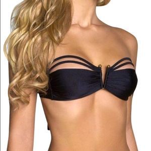 Luli Fama Muy Caliente Strappy V Ring Bandeau Top NWOT S L